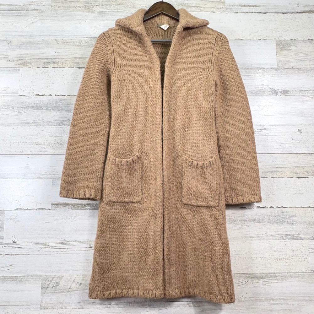 J.Crew Duster Cardigan Y2K Vintage Small Tan Alpaca Blend Sweater Cottagecore